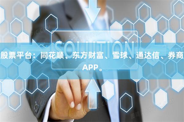 股票平台：同花顺、东方财富、雪球、通达信、券商APP。